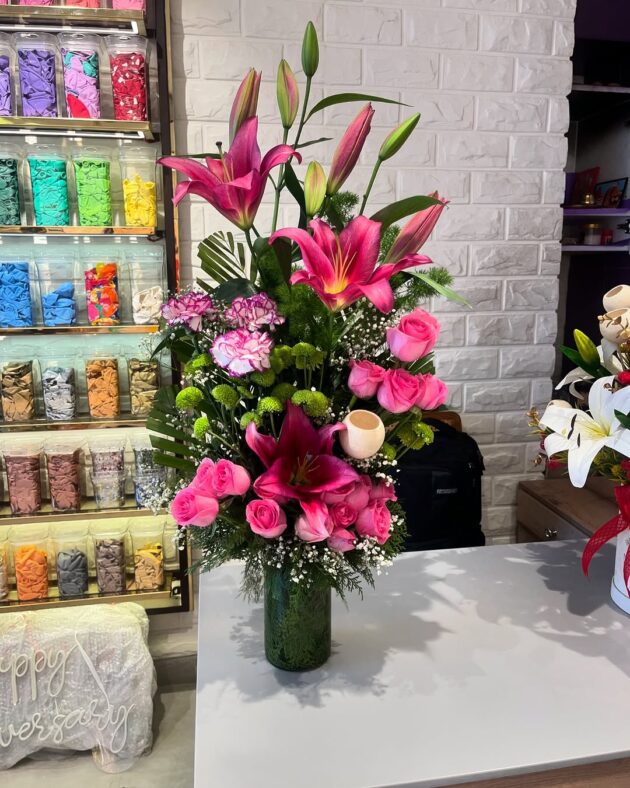pink vase