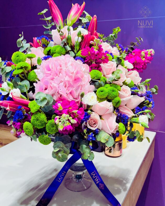 pink and green bouquet