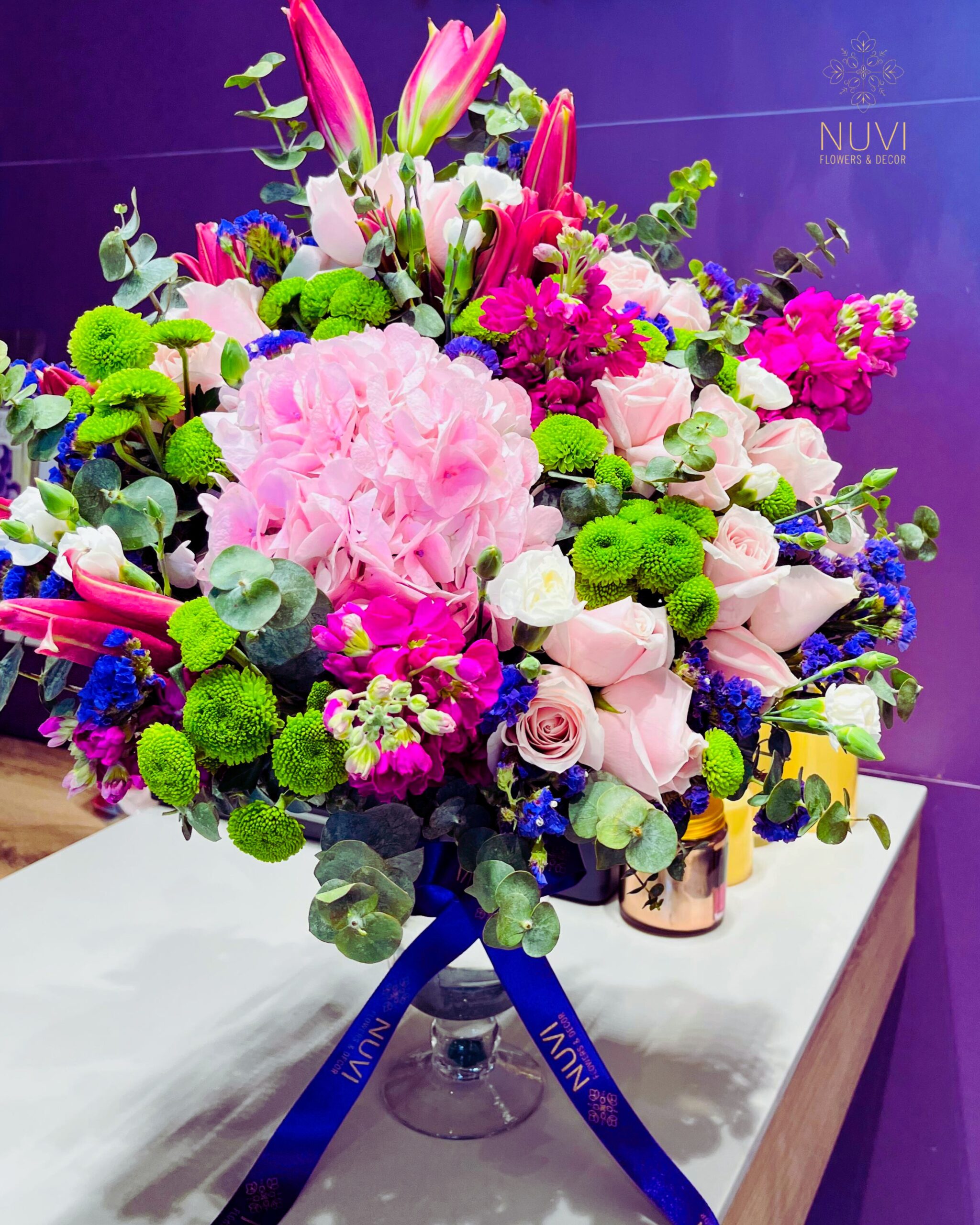pink and green bouquet