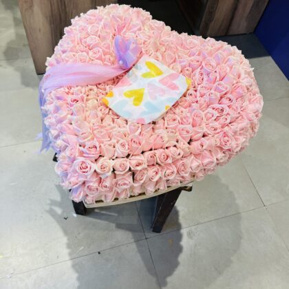 Everlasting Pink Rose Heart Box