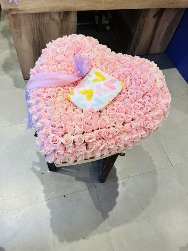 Everlasting Pink Rose Heart Box